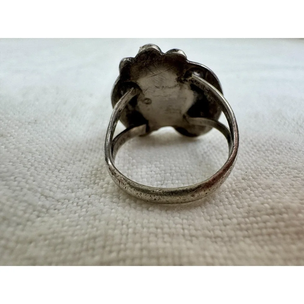 VTG Navajo Sterling Silver Turquoise Leaf Feather Ring Sz6 Old Pawn Southwestern